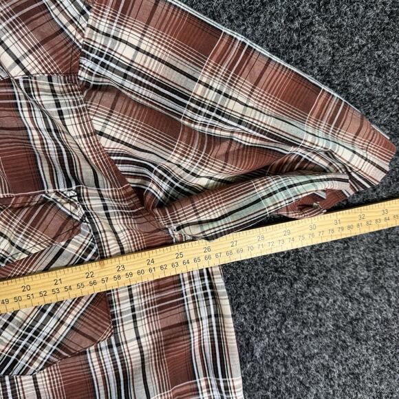 Wrangler Mens Pearl Snap Shirt Red Plaid Western American Cowboy Size XL - Picture 3 of 7